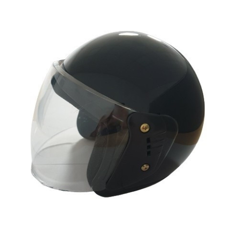 Open Face - Cască scuter Open Face Negru Lucios — Design simplu, confort urban