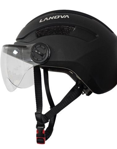 Casca trotinetă LED cu vizieră Negru Mat L 58-60 cm | Baterie litiu reîncărcabilă [1]