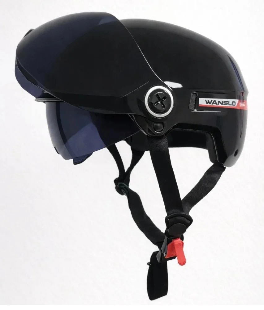Open Face - Casca Wanslo RM-010 negru lucios | Cască trotinetă și bicicletă ajustabilă pentru adulți