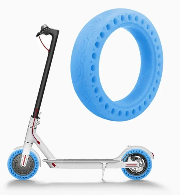Trotinete Electrice - Cauciuc solid trotineta electrică 8.5 inch – albastru fluorescent (tip fagure)