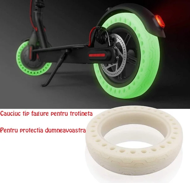 Cauciuc solid trotinetă electrică 8.5 inch – verde fluorescent (tip fagure) [2]