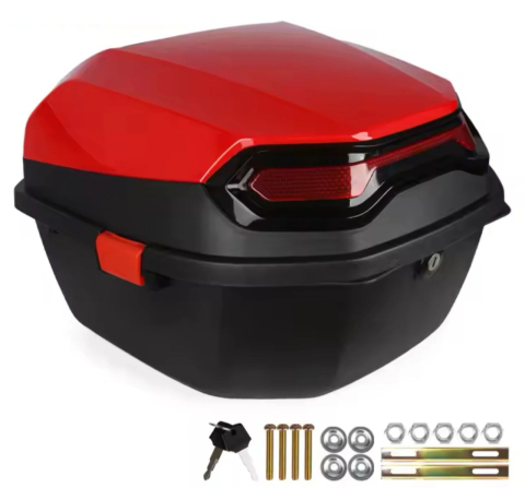 Bagaje - Cutie portbagaj 777 roșie 40L | Portbagaj scuter cu cheie și stop reflectorizant