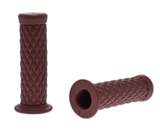 Accesorii - Mansoane ghidon scuter din cauciuc – Maro, Ø 22 mm (fără plastic accelerație)