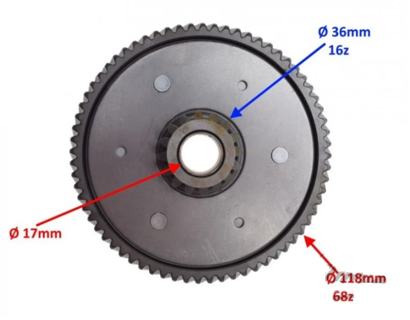 Oală ambreiaj Yamaha YBR 125 – compatibilă Beta 125RE, Yamaha XT125, Derbi Senda 4T [1]