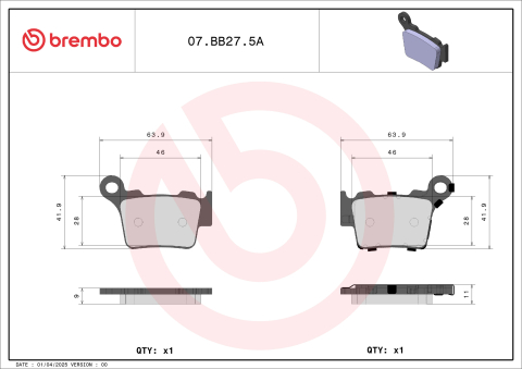 Plăcuțe Frână Spate BREMBO 07BB275A – Sinterizate 5A – Husqvarna / KTM 300–450 (2005–2011) [2]