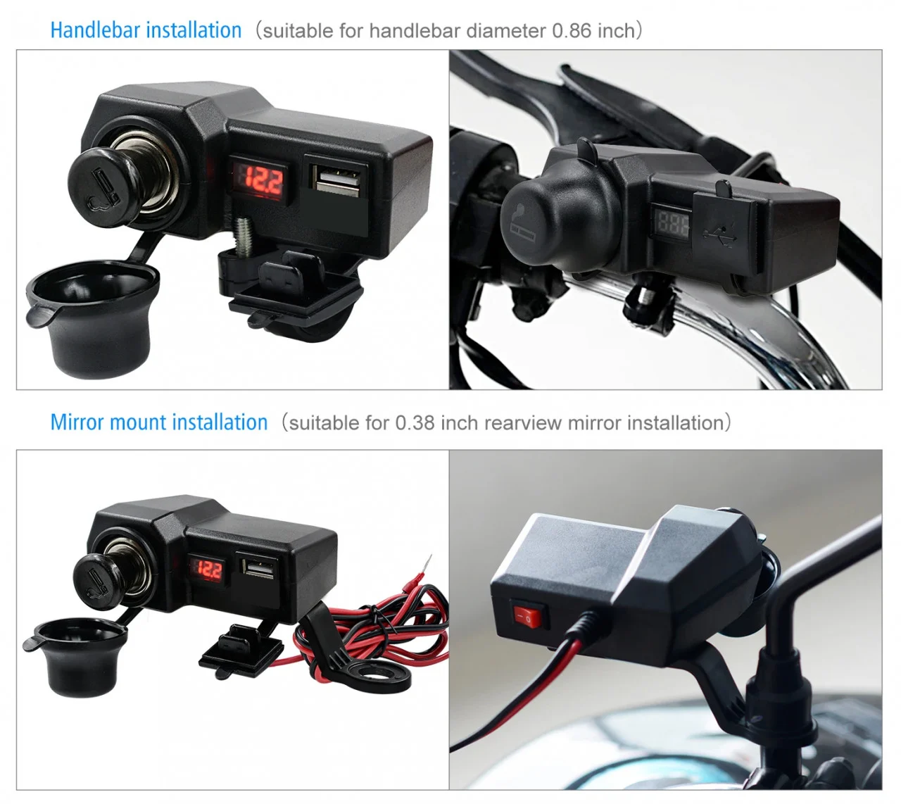 Priză alimentare Moto / ATV 12V + USB 5V – cablu 150 cm [3]