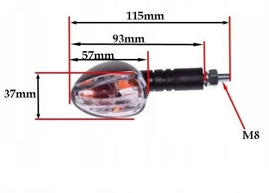 Semnale negre ovale set 2 | BA15S 12V, filet M8 x 1,25, E8 [3]