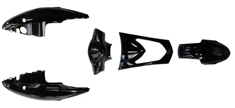 Kymco - Set carene Kymco Agility – plastic negru (5 piese), prelacuit, gata de finisare