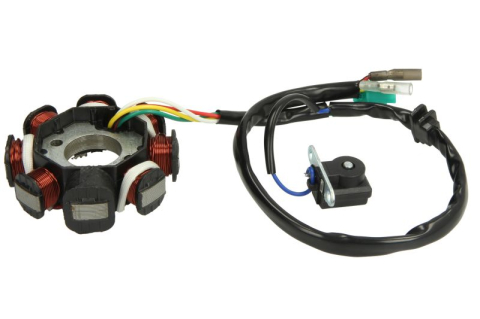 Stator alternator GY6 125 / GY6 150 – 8 poli, 5 fire, Ø 88 mm, prindere 42 mm [1]