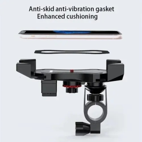 Suport telefon moto pentru ghidon – prindere mecanică, reglaj rapid, anti‑vibrații [4]