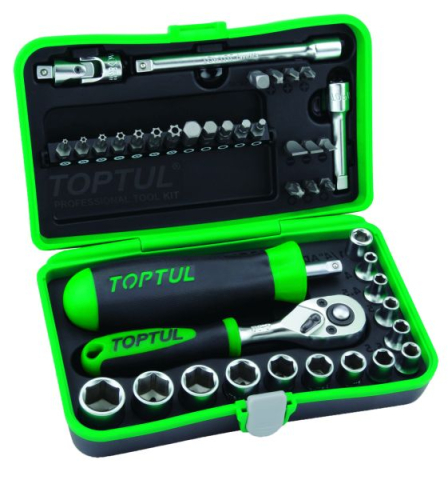 Scule și Unelte Moto - Trusă de scule TOPTUL – 41 piese, 1/4", HEX / PH / SL / PZ / TORX Tamper, profesională