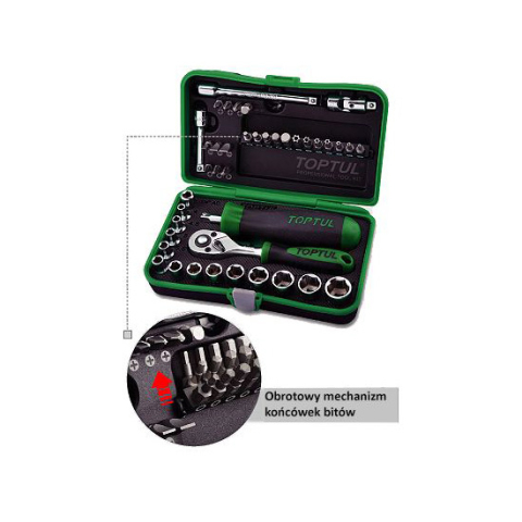 Trusă de scule TOPTUL – 41 piese, 1/4", HEX / PH / SL / PZ / TORX Tamper, profesională [1]