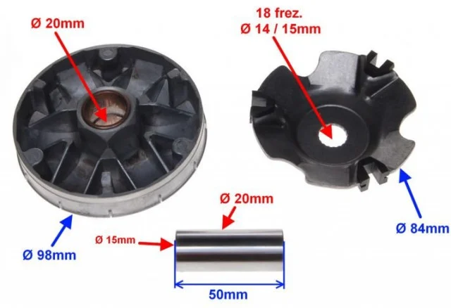 Variator scuter Piaggio 50–80cc – Compatibil motoare Piaggio 2T [1]