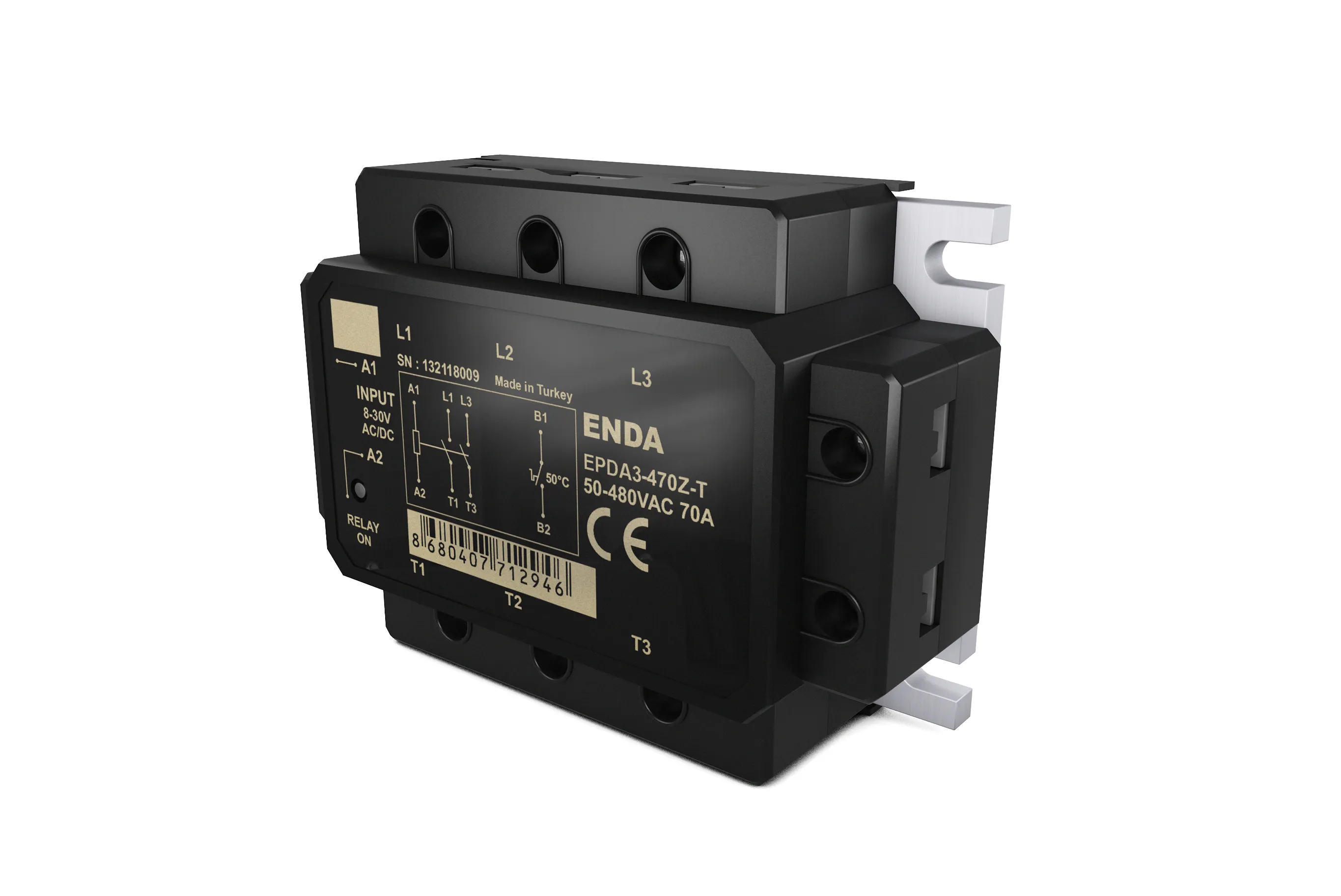 Echipamente industriale - Releu static trifazat ENDA EPDA3-425Z | 3×25A, intrare 8–30V AC/DC, ieșire 50–480V AC, Zero-cross