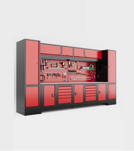 Mese și bănci de lucru - banc lucru industrial 400x190x70cm 10 sertare 2mm galvanizat led prize