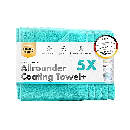 Detailing - Allrounder Coating Towel 350 GSM, lavetă microfibră universală, 350 GSM, 40x40 cm, turcoaz, pachet 5 buc