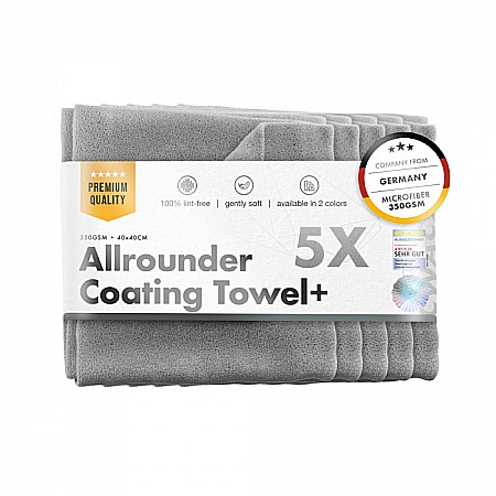 Lavete si Prosoape - Allrounder Coating Towel 350 GSM, lavetă microfibră universală, 350 GSM, 40x40 cm, gri, pachet 5 buc