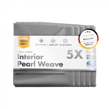Detailing - Interior Pearl Weave Towel - Lavetă microfibră, 420GSM, gri, 40x40cm, set 5buc.