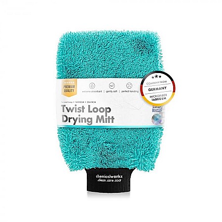 Lavete si Prosoape - Twist Loop Drying Mitt, Mănușă microfibră uscare,1600GSM, turcoaz
