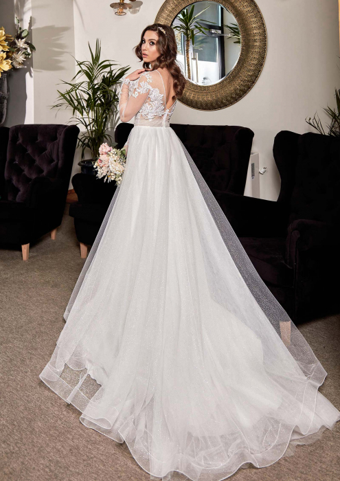 Glittery long sleeves wedding dress [6]