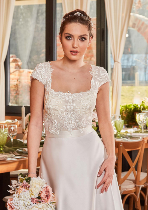 Romantic a-line lace and satin wedding dress [1]