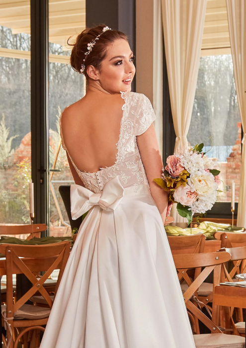 Romantic a-line lace and satin wedding dress [5]