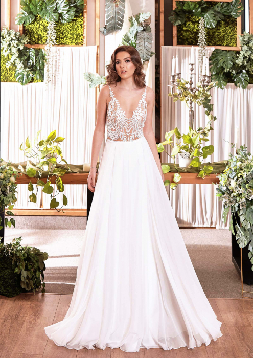 SOFT CHIFFON & LACE OPEN BACK WEDDING DRESS [2]