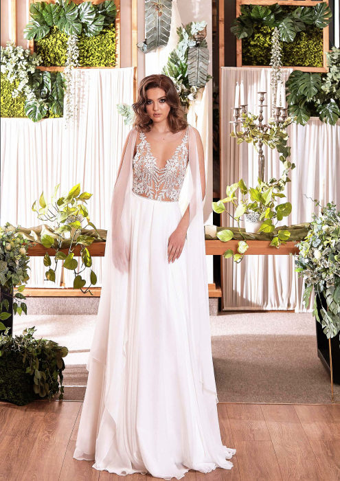 SOFT CHIFFON & LACE OPEN BACK WEDDING DRESS [5]