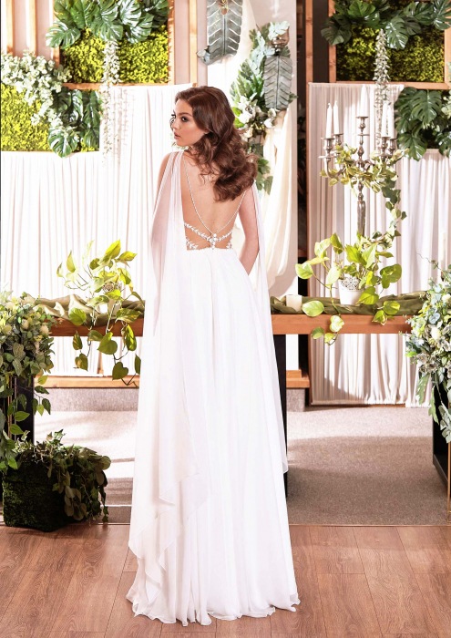 SOFT CHIFFON & LACE OPEN BACK WEDDING DRESS [7]