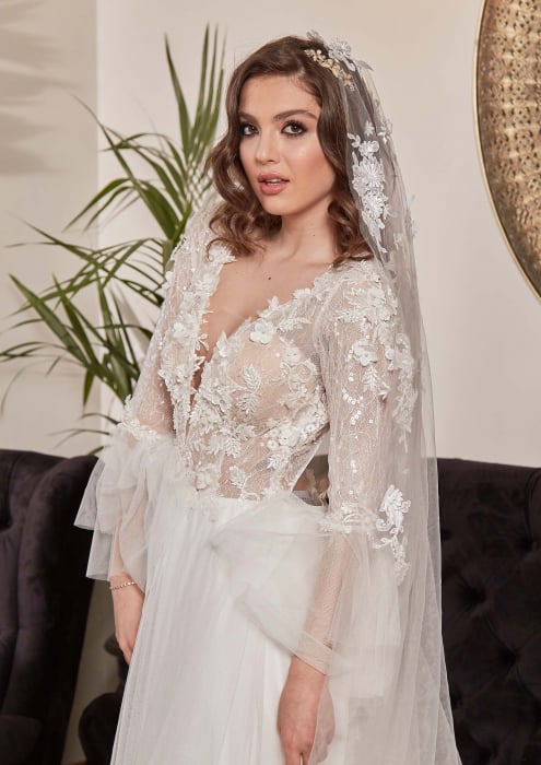 Bohemian a line wedding dress [8]