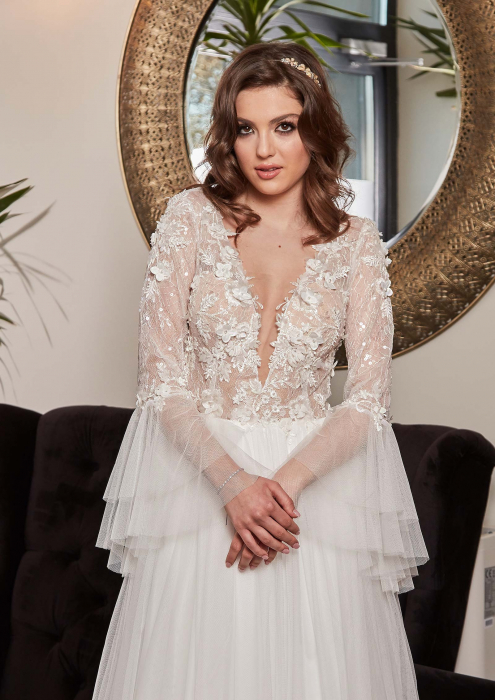 Bohemian a line wedding dress [5]