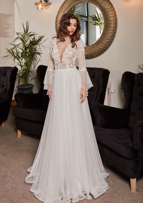Bohemian a line wedding dress [3]