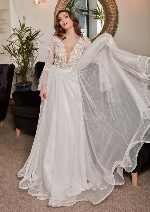 Bohemian a line wedding dress [4]