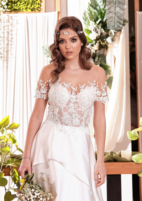 Silky Satin Floral Lace Wedding Gown [3]