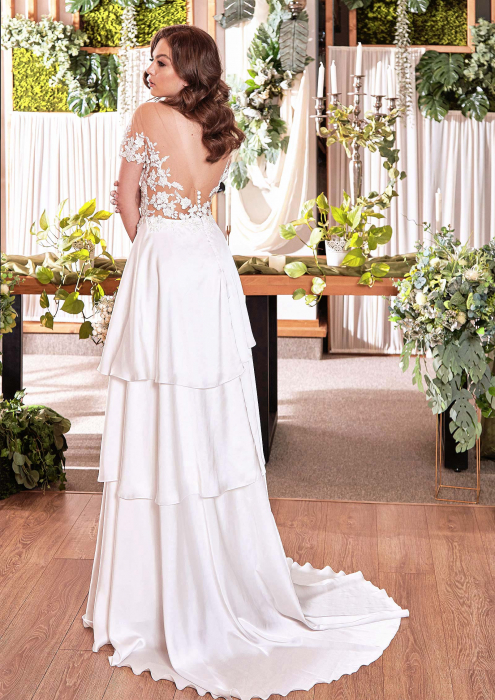 Silky Satin Floral Lace Wedding Gown [5]