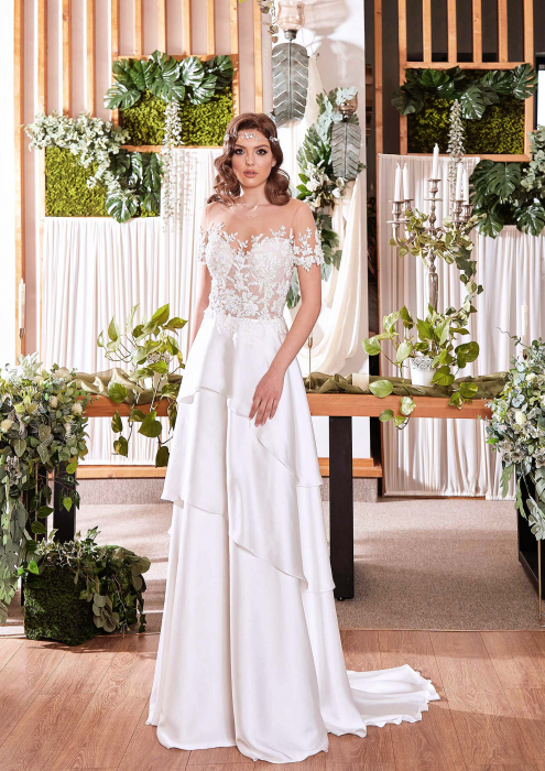 Silky Satin Floral Lace Wedding Gown [2]