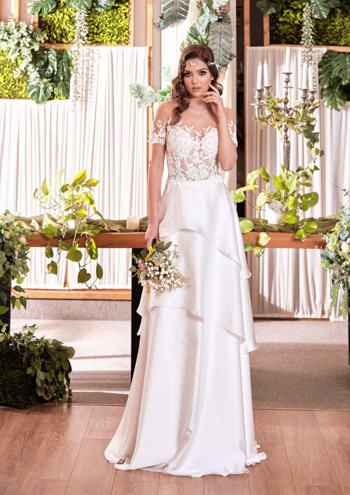 Silky Satin Floral Lace Wedding Gown [1]