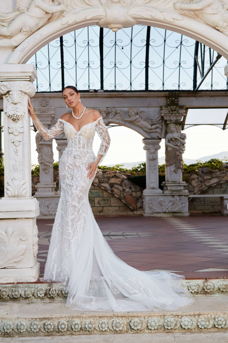 Lace mermaid wedding dress with long sleeves [5]