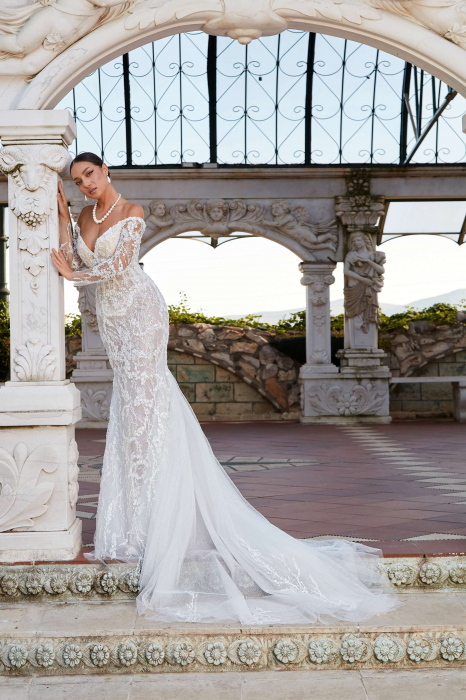 Lace mermaid wedding dress with long sleeves [4]