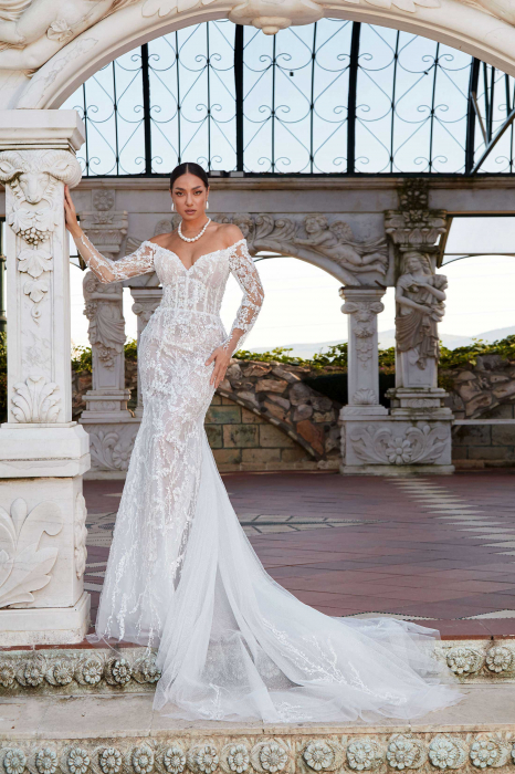 Lace mermaid wedding dress with long sleeves [1]