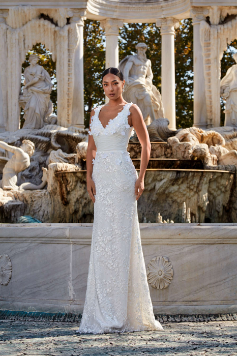 floral  lace mermaid wedding dress with detachable overskirt [4]