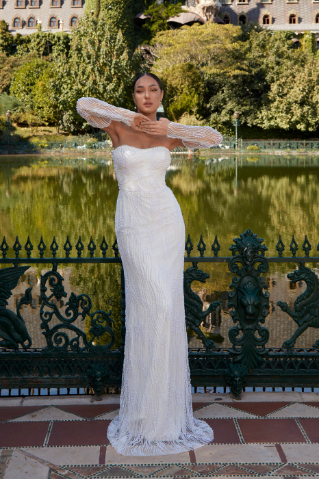 pearls wedding dress with detachable sleeves [3]