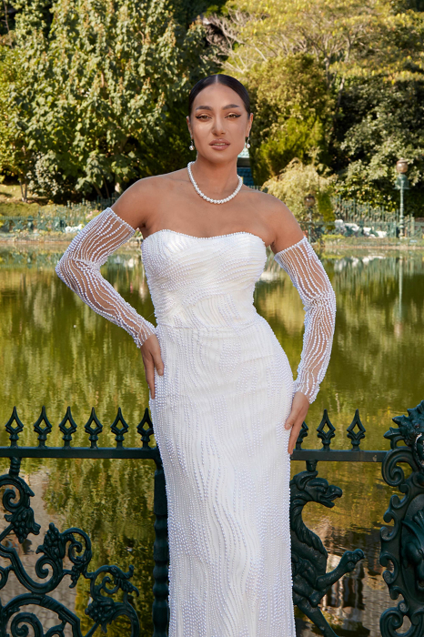 pearls wedding dress with detachable sleeves [5]