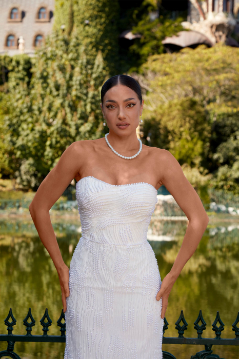 pearls wedding dress with detachable sleeves [2]