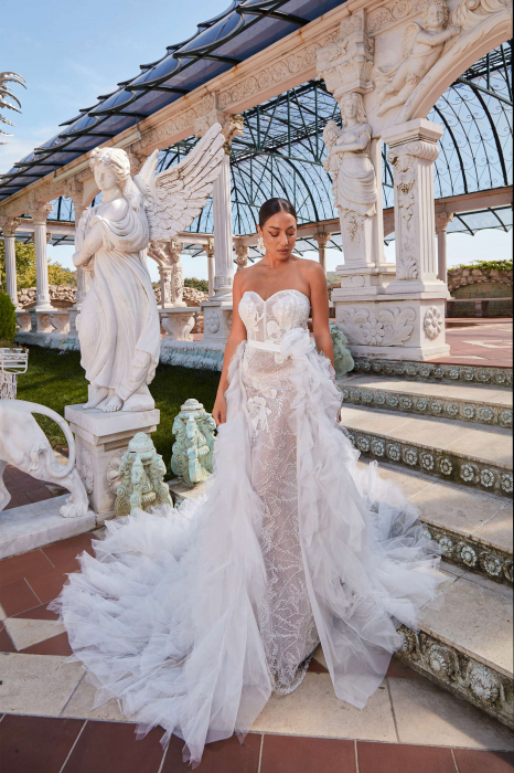 lace mermaid wedding dress with overskirt [1]