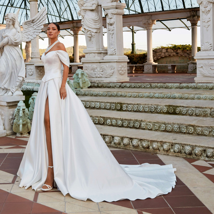 Simple satin wedding dress with corset bodice [7]