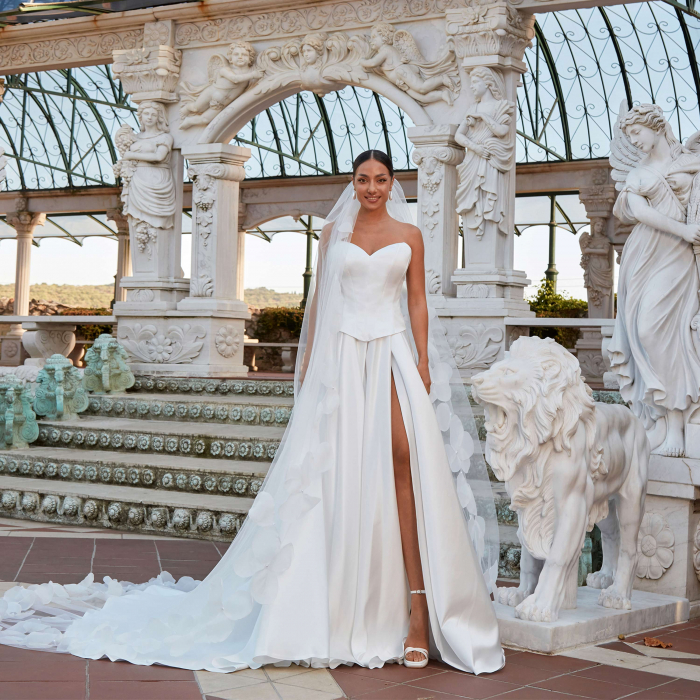 Simple satin wedding dress with corset bodice [3]