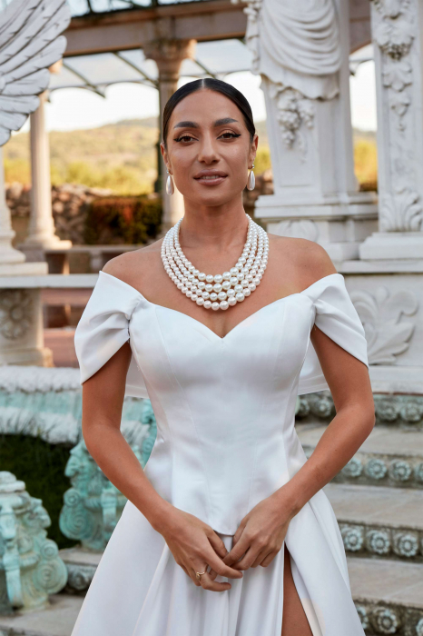 Simple satin wedding dress with corset bodice [6]