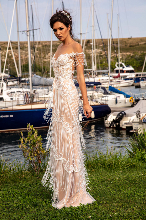 California- Fringe sheath wedding dress [2]