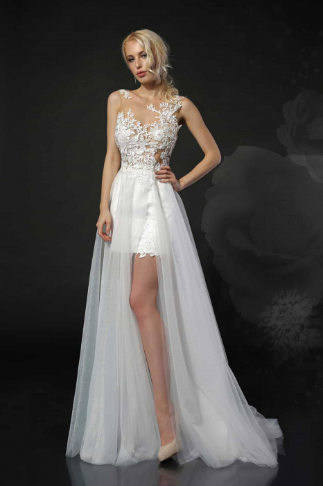 Carina- Short wedding dress with detachable overskirt [5]